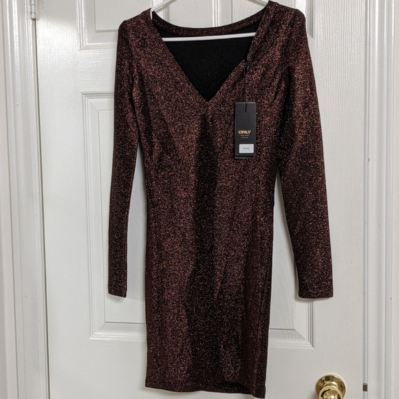 NWT ONLY sparkly V-neck cocktail dress XS - Picture 2 of 5